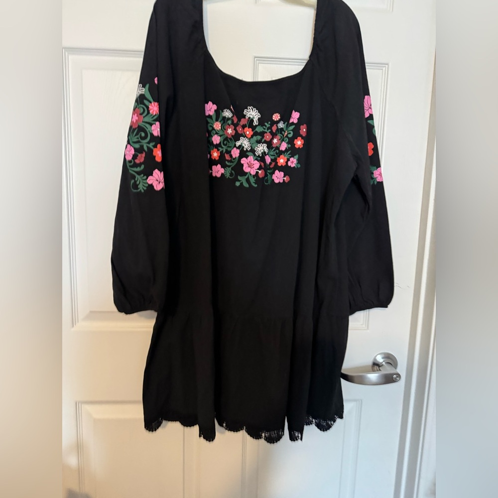 Floral painted Black Dress